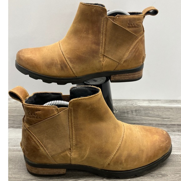 Sorel Shoes - Sorel Emelie Chelsea Waterproof Leather Boots Brown NL2671-224 Womens 8.5